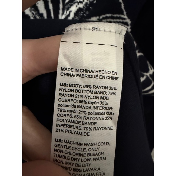 Chicos Navy Blue Palm Tree Long Sleeve Knit Sweater Tunic Women's XL - Picture 6 of 6